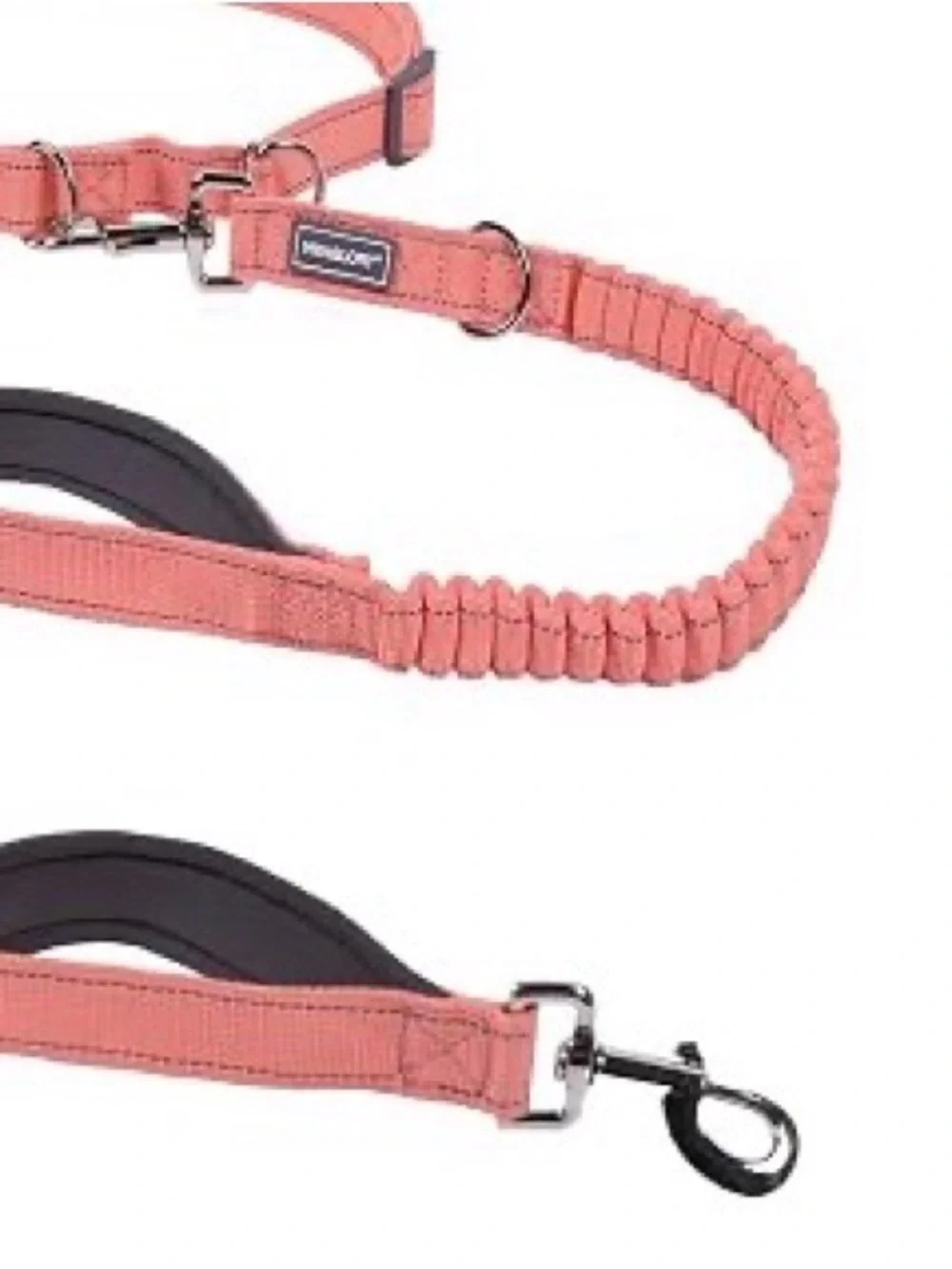 Pink Hands-Free Bungee Dog Leash with Adjustable Waist Belt Set
